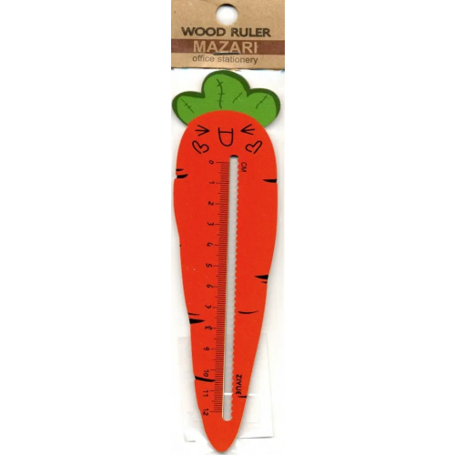 MAZARI Линейка-трафарет Carrot, деревянная, 12 см