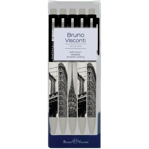 Bruno Visconti Набор из 5 шариковых ручек FunClick. New York, синие