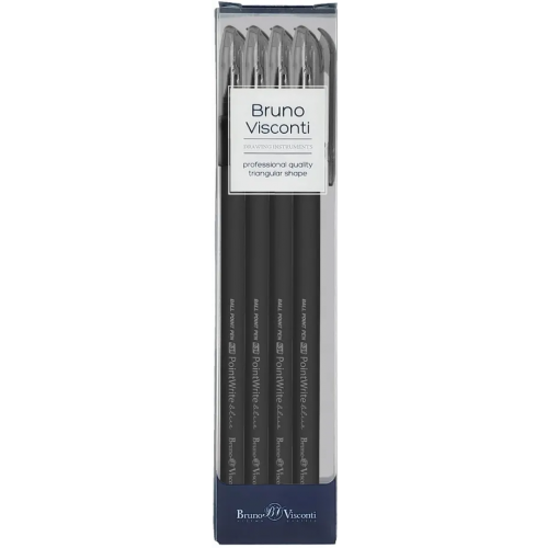 Bruno Visconti Набор шариковых ручек PointWrite. Black, синих, 4 штуки