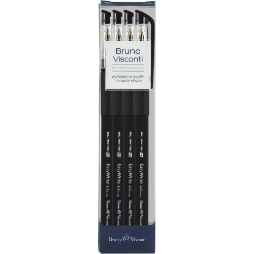 Bruno Visconti Набор шариковых ручек EasyWrite. Black, синих, 4 штуки