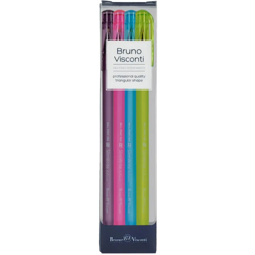 Bruno Visconti Набор шариковых ручек SlimWrite. Creative, синих, 4 штуки