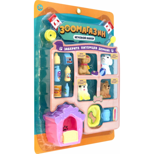 ABtoys Набор игровой Зоомагазин, 4 собачки и игровые предметы
