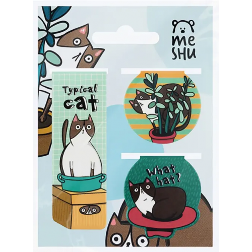 MESHU Закладки магнитные для книг Juisy cat, 3 штуки