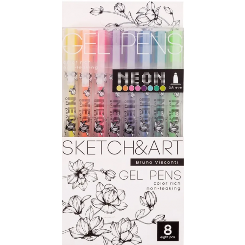 Bruno Visconti Ручки гелевые Sketch&Art UniWrite. Neon, 8 цветов