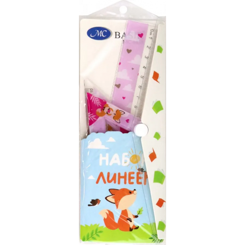 Basir Набор линеек Лиса, 4 предмета, в ассортименте