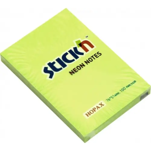 Stickn Блок для записей самоклеящийся, неоновый зеленый