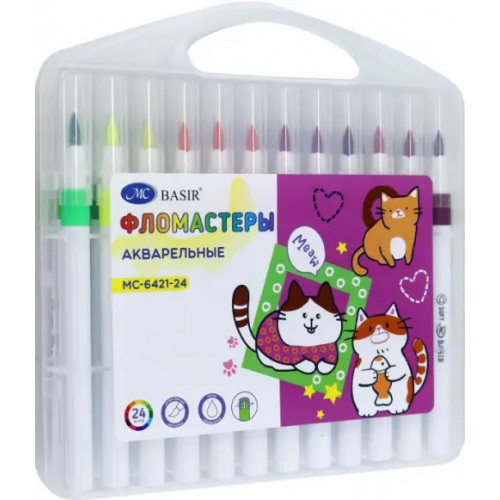 Basir Фломастеры-кисти Кошки, 24 цвета