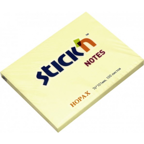Stickn Бумага для заметок "Stick'n Eco", 76x101 мм, 70 г/м2, 100 листов, пастель желтый