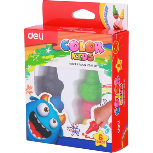 Восковые мелки Deli "Color Kids", пальчиковые, 6 цветов