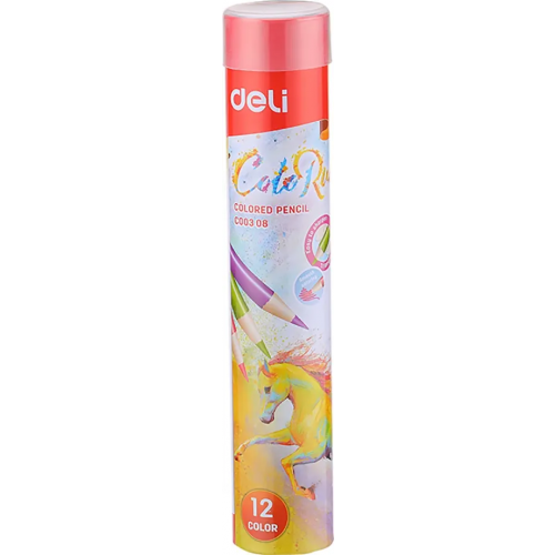 Карандаши цветные Deli "ColoRun", тополь, с точилкой, 12 цветов