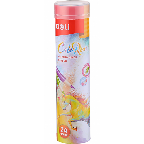 Карандаши цветные Deli "ColoRun", тополь, с точилкой, 24 цвета