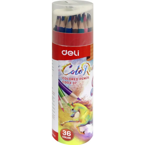 Карандаши цветные Deli "ColoRun", трехгранные, с точилкой, 36 цветов