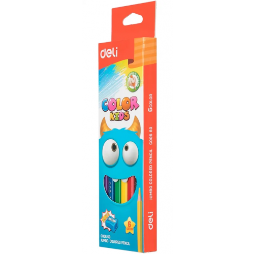 Карандаши цветные Deli "Color Kids", трехгранные, 6 цветов