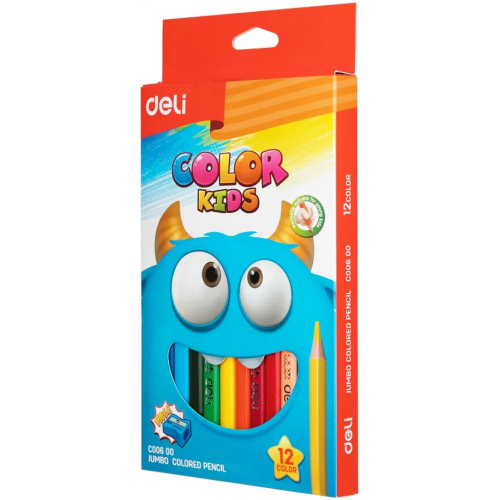 Карандаши цветные Deli "Color Kids", трехгранные, 12 цветов