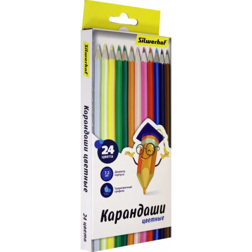 Карандаши цветные Silwerhof "Народная коллекция", шестигранные, 24 цвета