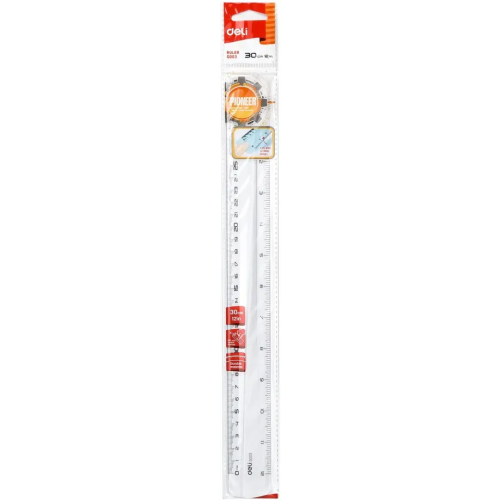 Линейка Deli "Pioneer", цвет: прозрачный, градуировка, 30 см, арт. EGEG00312 0212