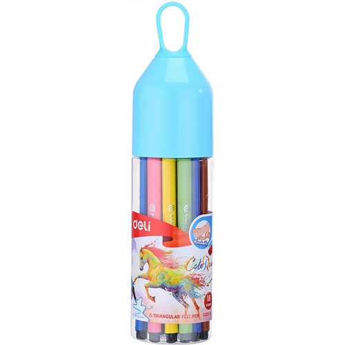 Фломастеры Deli "ColoRun", вентилируемые, смываемые, 18 цветов