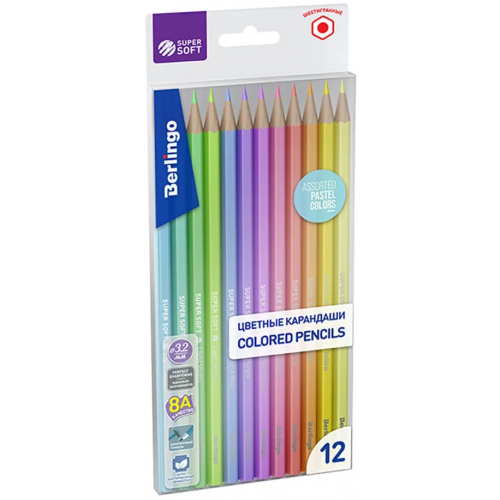 Berlingo Карандаши цветные "SuperSoft. Pastel", 12 цветов