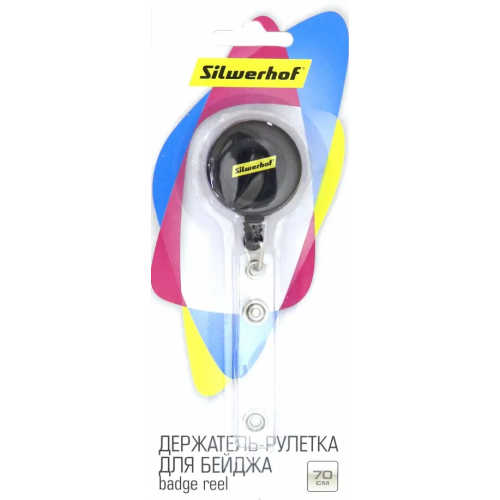 Рулетка для бейджа "Silwerhof", цвет: черный, 70 см, арт. 380010-00