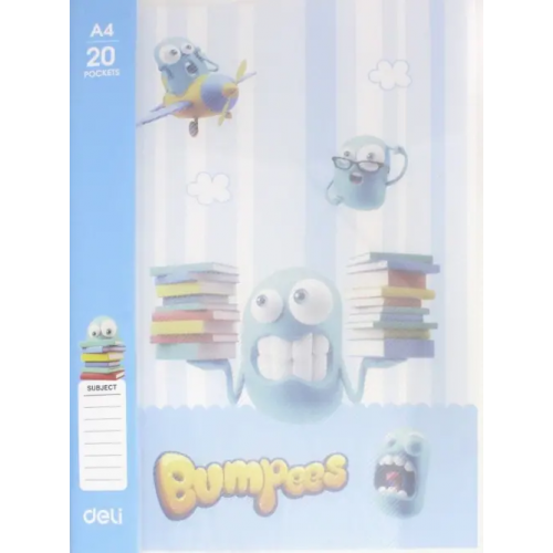 Папка с 20 прозрачными вкладышами "Deli. Bumpees", цвет: в ассортименте, A4, арт. EZ55002