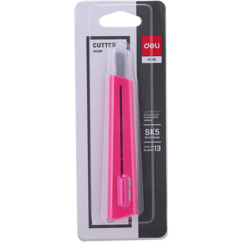 Нож канцелярский "Deli", цвет: розовый, арт. E2038PINK