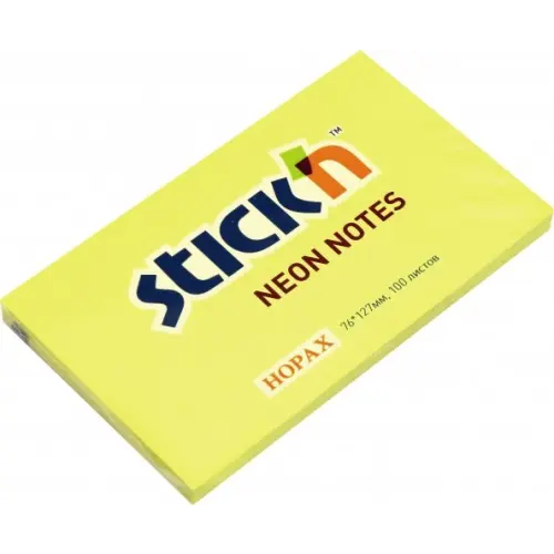 Stickn Блок самоклеящийся. Stick`n, 100 листов, неон желтый