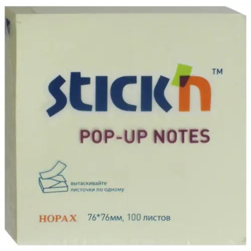Stickn Блок самоклеящийся. Stick`n, 100 листов, пастель желтый