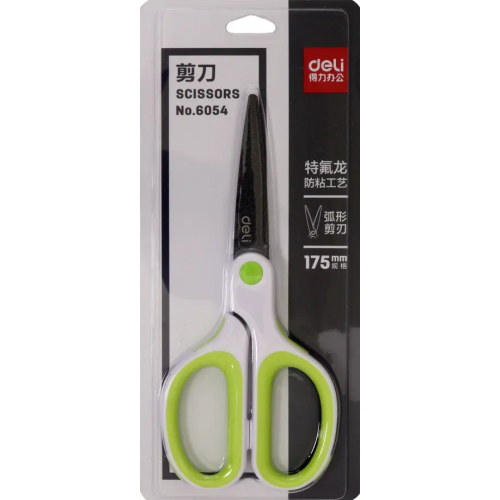 Ножницы офисные "Deli. Soft-touch Teflon Effortless", цвет: в ассортименте, 175 мм, арт. 6054