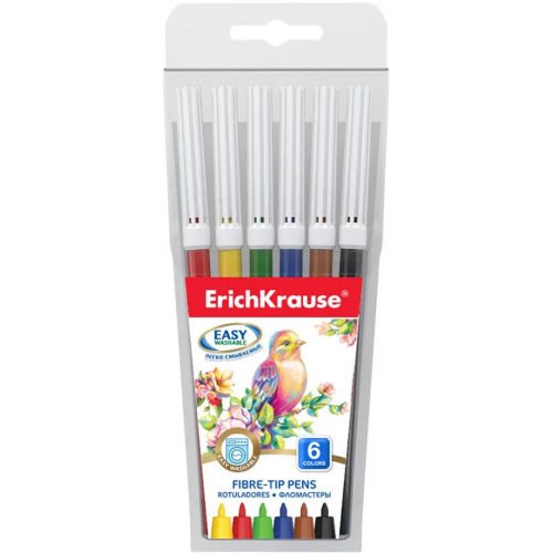Erich Krause Фломастеры Easy Washable, 6 цветов