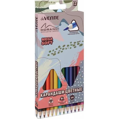 deVENTE Карандаши цветные Morandi, трехгранные, 12 цветов