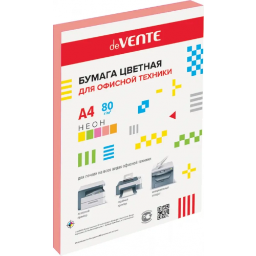 deVENTE Бумага цветная для принтера, неоново-розовая, A4, 20 листов