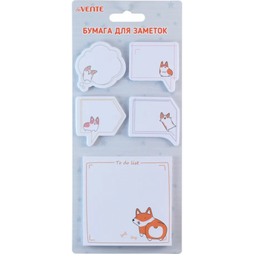 deVENTE Набор клейкой бумаги для заметок Fanny corgi, 5 дизайнов