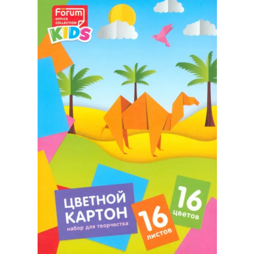 Forum Картон цветной Зверята, 16 цветов, 16 листов