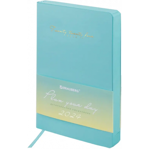 Brauberg Ежедневник датированный на 2024 год Pastel, бирюзовый, А5