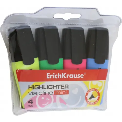 Erich Krause Набор текстмаркеров Visioline Mini Neon, 4 цвета