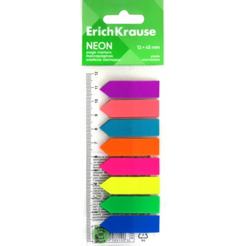 Erich Krause Клейкие закладки пластиковые Neon Arrows, 200 листов, 8 цветов