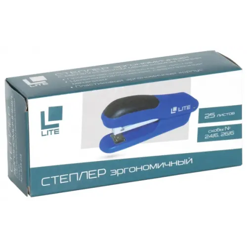 LITE Степлер Lite №24/6, 26/6, до 25 листов, пластик, синий