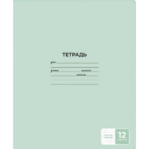 Феникс+ Тетрадь Светло-зеленая, А5+, 12 листов, косая линия