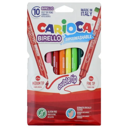 Фломастеры-линеры. Carioca Birello, двусторонние, 10 цветов