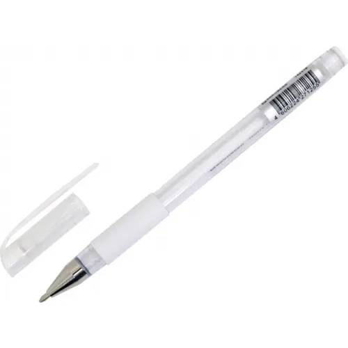 Ручка гелевая с грипом Brauberg "White", цвет чернил белый, пишущий узел 1 мм, линия письма 0,5 мм