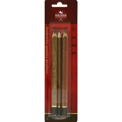 Koh-I-Noor Набор чернографитных карандашей "Triograph", 3 штуки, 2B-6B