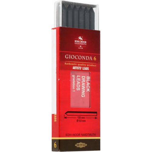 Koh-I-Noor Стержни чернографитные для цанговых карандашей матовые Gioconda, В, 6 штук