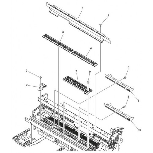 Canon QM4-2795/QC4-9076 SPUR JOINT PLATE UNIT (GUIDE, DELIVERY, UPPER) (стр.11 поз.5, 10) для iPF686, iPF685, iPF680, iPF670, iPF655, iPF650 [QM4-2795-000, QC4-9076-000 разборка нового плоттера IPF 670]