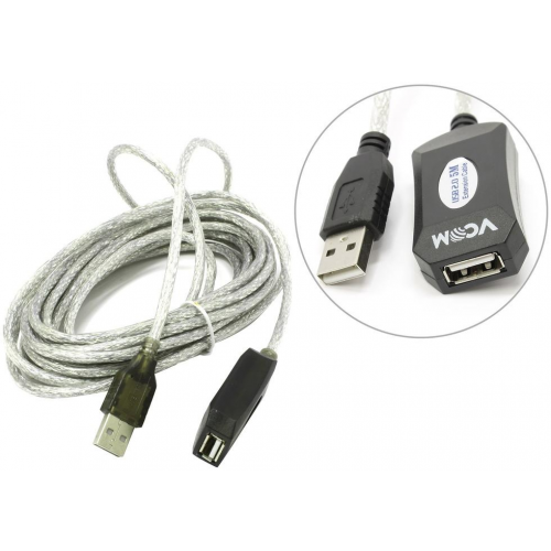 VCOM VUS7049-5M Кабель-адаптер USB 2.0 - repeater, активный удлинитель (Am=Af) 5м (VUS7049)