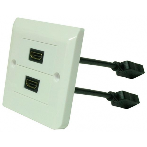 Dr.HD 005003025 Розетка 2x HDMI с косичкой (pigtail), квадратная с закругленными углами. Цвет белый. Рамка в комплекте