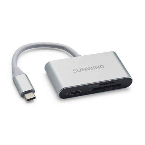 Картридер внешний SUNWIND SW-CR051-S, серебристый