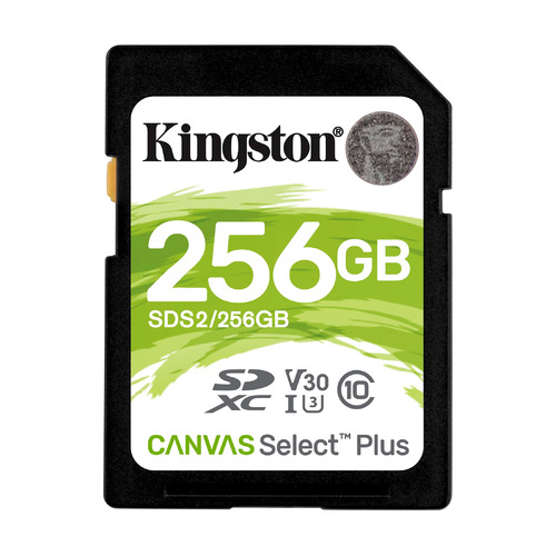 Карта памяти SDXC UHS-I U3 Kingston Canvas Select Plus 256 ГБ, 100 МБ/с, Class 10, SDS2/256GB, 1 шт