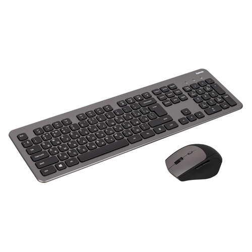 Комплект (клавиатура+мышь) HAMA KMW-700, USB 2.0, беспроводной, черный и серый [r1182677]