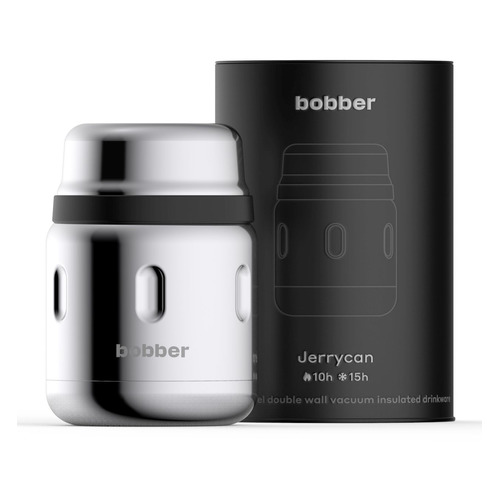 Термос BOBBER Jerrycan-470, 0.47л, серебристый/ черный [jerrycan-470/glossy]