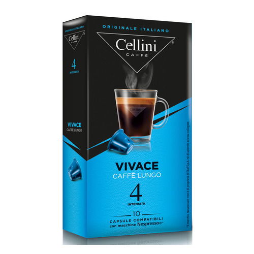 Кофе в капсулах CELLINI Vivace Caffe Lungo, капсулы, совместимые с кофемашинами NESPRESSO®, крепость 4, 10 шт